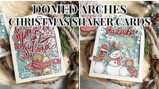 Domed Arches Christmas Shaker Cards (Mama Elephant)