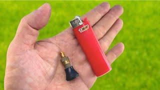 Just insert the tire valve into the lighter and you will be amazed at the result