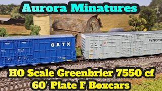 Aurora Minatures HO Scale Greenbrier 7550 cf 60’ Plate F Boxcars - Detailed Model Train Box Cars!