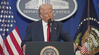 President Trump calls conviction 'bulls---' during DOJ remarks
