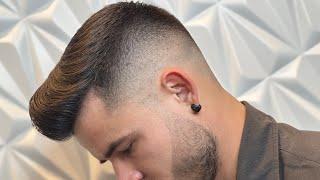 Como fazer mid fade com finalização em corte com topete | como fazer degradê cinza| tutorial