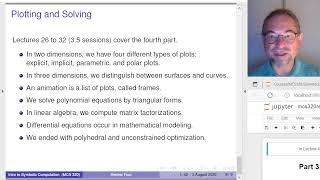 Review Four of Introduction to Symbolic Computing, on calculus, plotting, and solving equations