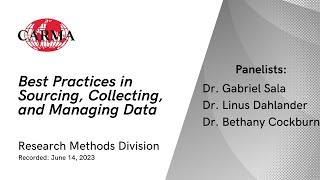 Best Practices in Sourcing, Collecting, and Managing Data