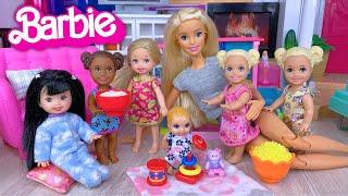 Barbie & Ken Doll Family Evening Routine and Toddlers First Sleepover