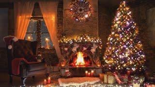 Relaxing Christmas Carol Music + Fireplace Sounds  Healing Music, Sleep Music, Calming Piano Music