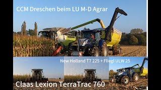 Claas Lexion 760 TerraTrac + New Holland T7 225 von M—D Agrar beim CCM Dreschen