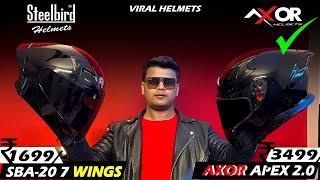 Steelbird Viral Helmet SBA 20 7 Wings Vs Axor Apex 2.0 Gloss Black with Big SpoilerValue for money?