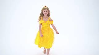 Amzbarley Girls Princess Dress Birthday Party Cosplay Dress Up Outfits Off Shoulder Sequins Dress