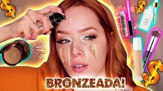 TODA "NATURALZINHA" E BRONZEADA PRA MAKE DE ANO NOVO! Usando PRODUTOS GRINGOS $