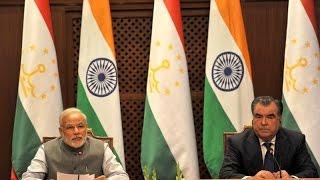 PM Modi and President of Tajikistan Emomali Rahmon at Signing of Agreement & Joint Press Statement