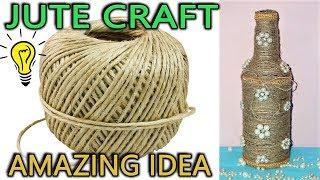 DIY Jute Craft | How to make a Decorated Wine  Bottle using rope (jute) |  ARZOO VLOGS
