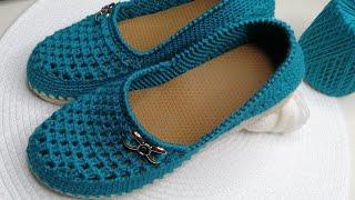 МОКАСИНЫ БИРЮЗА ВЯЖЕМ КРЮЧКОМ  CROCHET SHOES