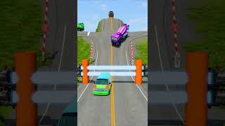 Buses & Fuel Trucks vs Log Trap Laser BeamNG Drive #beamngdrive #beamdrive #bus #truck #shorts