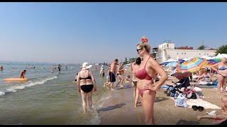 Ukraine Odesa Beach Walk. Black sea coastline walking.