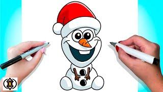 How To Draw Christmas Olaf | Frozen | Cute Christmas Drawing Tutorial