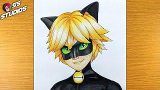 How to Draw Cat Noir Easy From Miraculous Ladybug