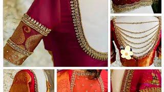 50 Red colour Bridal Blouse Designs  Latest Maggam Work Blouse Design | maggam work simple designs