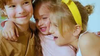 Happy kids music 4K  video. Cheerful family enjoying summer outdoor activity