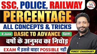 Complete Percentage Marathon | Concepts, Tricks, Shortcuts | All competitive Exams | By Puneet sir