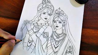 How to Draw RADHA KRISHNA | Beautiful Radha Krishna Drawing | Step by Step | Pencil Drawing