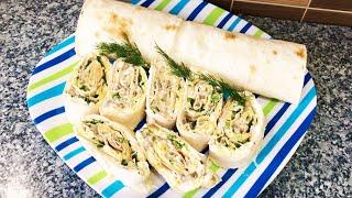 ВКУСНАЯ ЗАКУСКА РУЛЕТ МИМОЗА ИЗ ЛАВАША от КАТЮШКИ