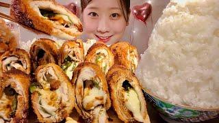 ASMR Chicken Cheese Cutlet【Mukbang/ Eating Sounds】【English subtitles】