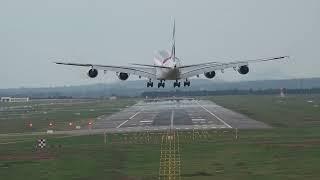 Inaugural Emirates Airbus A380 landing at Bengaluru