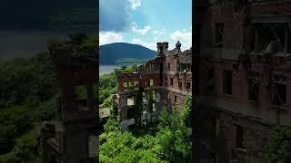 Drone flight over abandoned castle