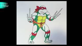 Как нарисовать Черепашку Ниндзя Рафаэля, How to draw Ninja Turtles Raphael