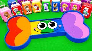 Satisfying ASMR | Making Dog Bone Shapes by Mixing SLIME in Rainbow Suitcases CLAY Coloring