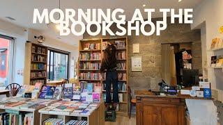 Morning at the bookshop : books delivery & making coffee for the customers