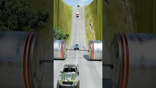 Lucky & unlucky car vs massive bollards-BeamNG.Drive #shorts #beamngdrive