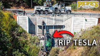 2025 Tesla Launched Down Hill - Ludicrous Mode Gone Wrong