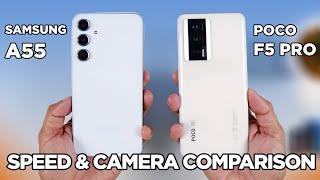 Samsung A55 vs POCO F5 Pro SPEED TEST & CAMERA Comparison | Zeibiz