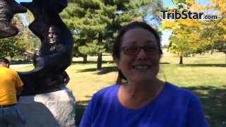 Sculptor Teresa Clark talks about her newly installed sculpture at Fairbanks Park honoring  Paul Dre