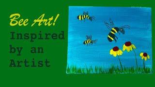 Honey Bee Painting - Inspired by Matthew Wiley "The Good of the Hive" - EASY Painting Tutorial