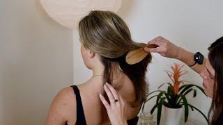 ASMR Relaxing Hair Play, Hair Brushing, Fingers Through Hair (Whisper, Real Person ASMR)