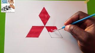 HOW TO DRAW MITSUBISHI CAR LOGO. //EASY TUTORIAL ️//FOCAL PENCIL