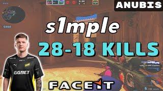 CSGO POV s1mple (28-18) Anubis 𝙒𝙞𝙣 (16-12) / Faceit 21.11.2022