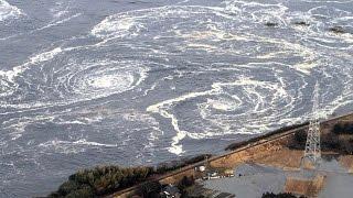 Tsunami after the earthquake, captured on Amateur camera on the Islands of Japan in 2011. Цунами