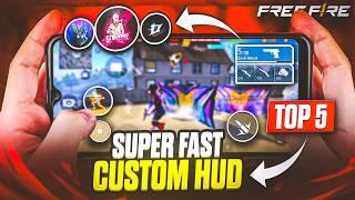 TOP 5 BEST CUSTOM HUD FOR 2 FINGER AND 3 FINGER CLAW | 4 FINGER BEST CUSTOM HUD IN FREE FIRE 2024