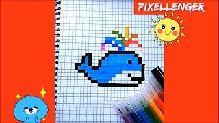 Как нарисовать Кита с радугой по клеточкам Простые рисунки How to Draw whale rainbow Pixel Art