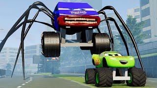 Epic escape from Zombie Lightning McQueen Eater, Cyber Truck Eater | BeamNG.Drive