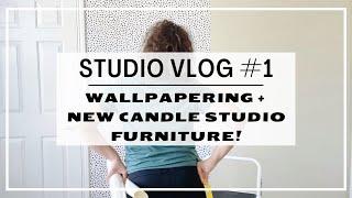 STUDIO VLOG #1 | Adding Wallpaper to My Candle Studio + NEW Ikea Furniture! | Small Home Business