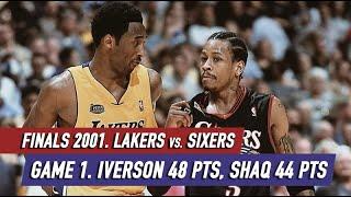 NBA Finals 2001. Lakers vs Sixers Game 1 Full Highlights, Iverson 48 pts, Shaq 44 pts HD