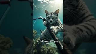  Fuzzball Goes Spearfishing!  #fuzzball #kitten #catlover