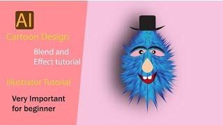 Cartoon Design in Adobe Illustrator : Use Blend And  Effect tools - Adobe Illustrator CC.