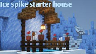 How to build simple starter house in minecraft | Small ice spike house | Survival house tutorial