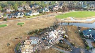 Drone video: Tornado damages homes in Brunswick County