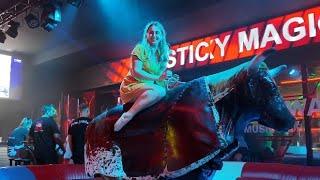 crazy  mechanical bull riding #Benidorm entertainment #bullriding  11thOctober